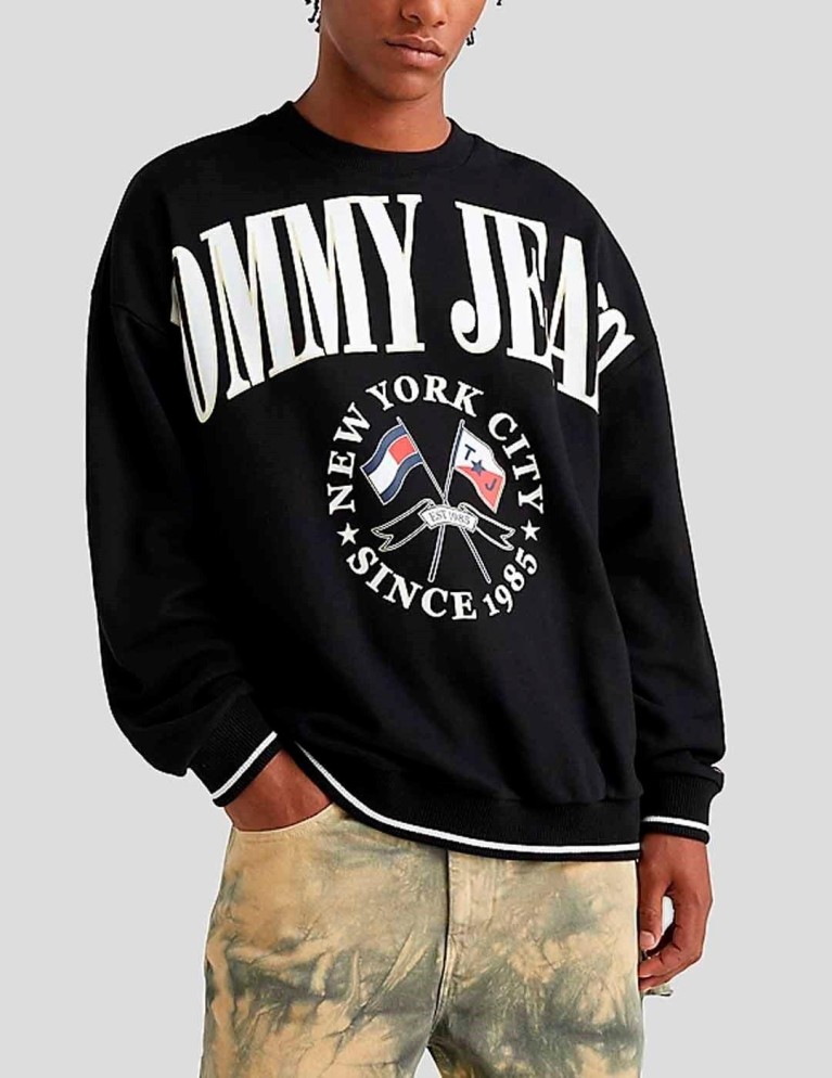 Sudadeira TOMMY JEANS tjm skater prep crew black